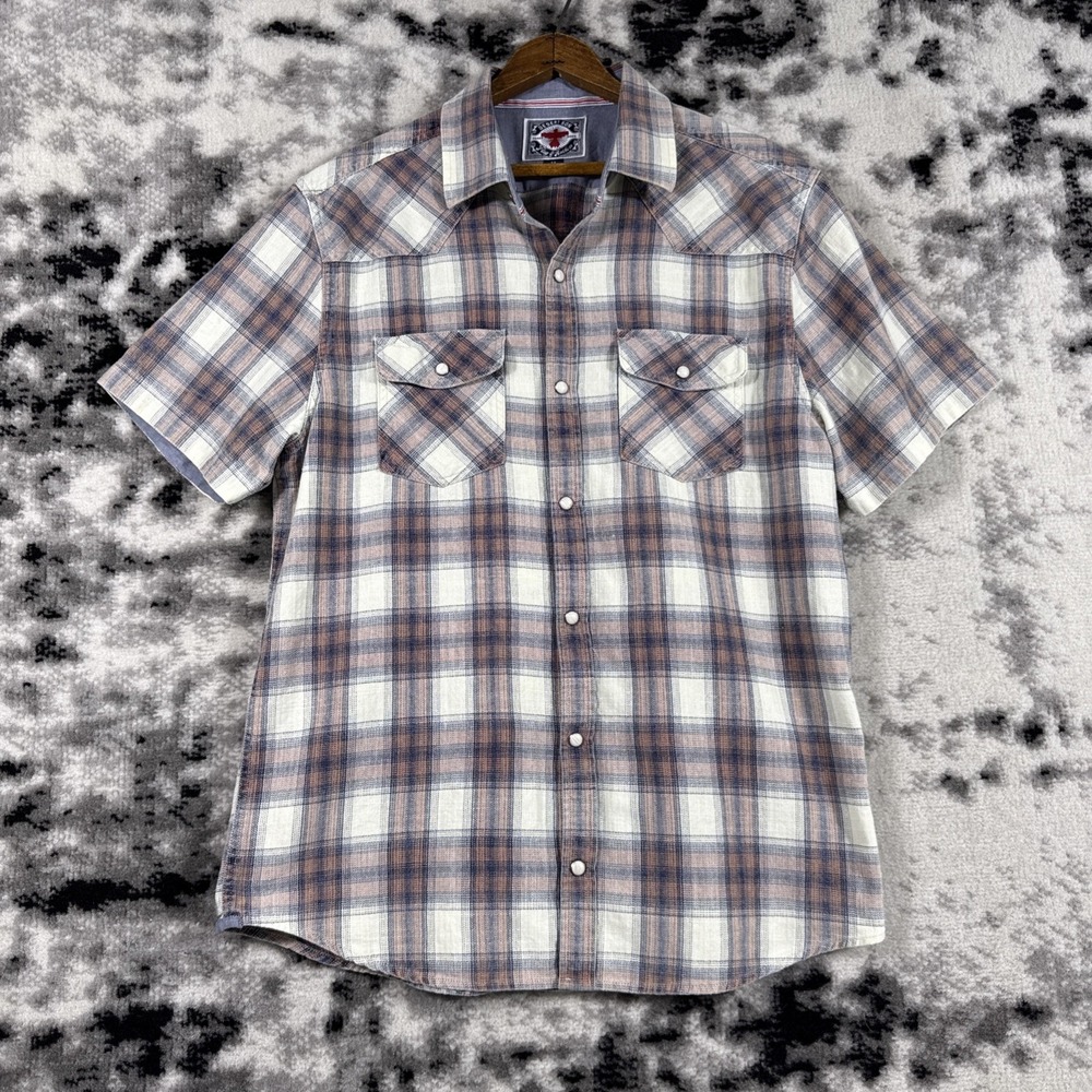 Flag Anthen Desert Son Shirt Mens Size Medium Pearl‎ Snap Pockets Western Cowboy